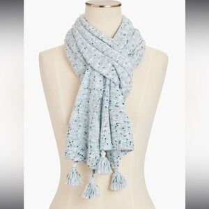 Talbots Knit Light Blue Scarf with Tassle Bottom Detail